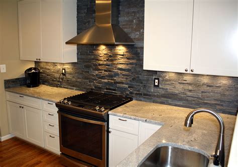 white kitchen cabinets stainless steel backsplash|stacked stone backsplash white cabinet.